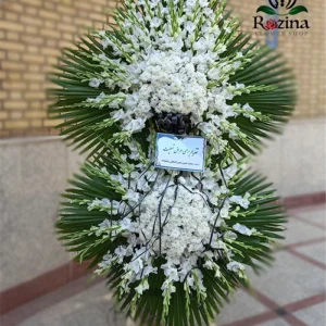 تاج گل تسلیت دو طبقه گلایل مانا